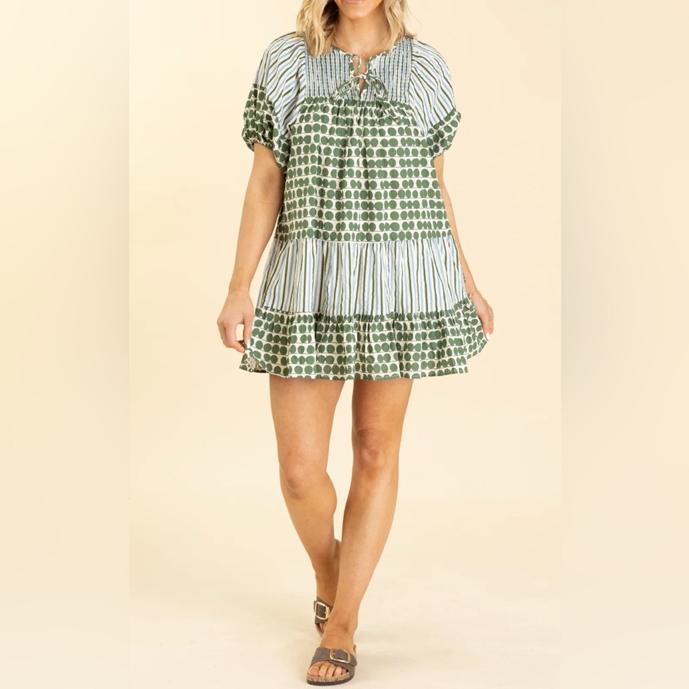 Umgee polka dot and striped flowy Mini Dress